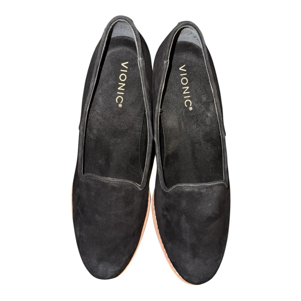 Vionic Willa Wedge Loafers Women’s Size 8.5 Black  Suede